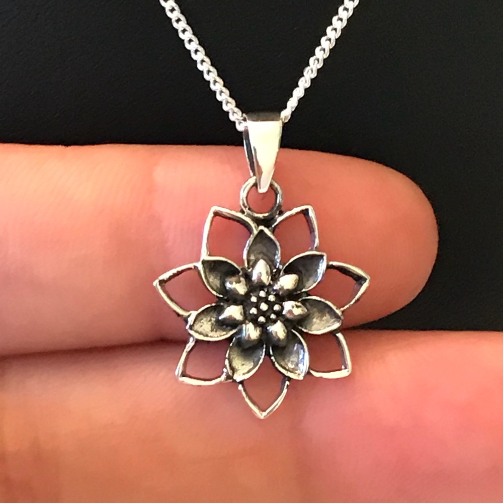 Sterling Silver Lotus Flower Necklace